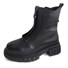 Ботинки Черные ботинки из кожи на подкладке из натуральной шерсти на молнии и тракторной подошве Respect
