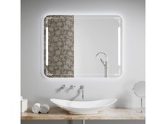 Зеркало с подсветкой vintage (alavann) белый 100x80x3.5 см.