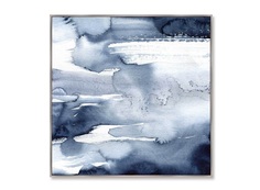 Репродукция картины на холсте clouds over the river (картины в квартиру) синий 105x105 см.