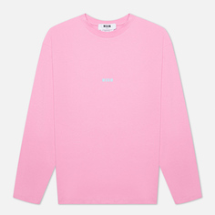 Мужской лонгслив MSGM Micrologo Seasonal Crew Neck, цвет розовый