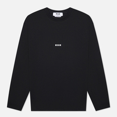 Мужской лонгслив MSGM Micrologo Basic Crew Neck, цвет чёрный, размер L