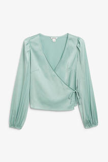 Атласная блуза с запахом Monki