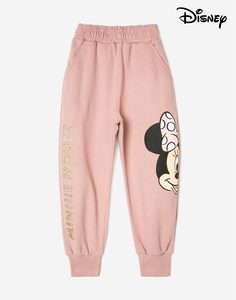 Розовые спортивные брюки с принтом Disney для девочки Gloria Jeans