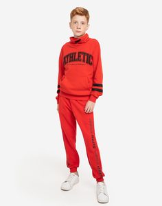 Красные спортивные брюки с принтом Athletic для мальчика Gloria Jeans