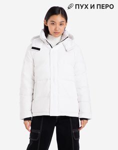 Белая куртка oversize с пухом и пером Gloria Jeans
