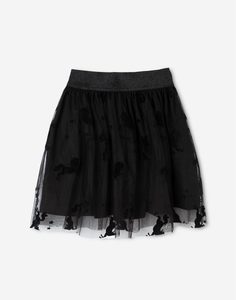Чёрная юбка из фатина с рисунком для девочки Gloria Jeans