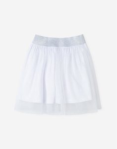 Белая блестящая юбка из фатина для девочки Gloria Jeans