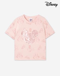 Розовая футболка oversize с принтом Disney для девочки Gloria Jeans