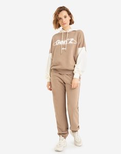 Коричневые спортивные брюки Baggy с принтом Gloria Jeans