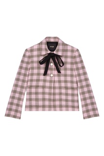 Розовый клетчатый жакет с бантом Maje