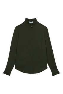 Темно-зеленая блузка с оборками Claudie Pierlot