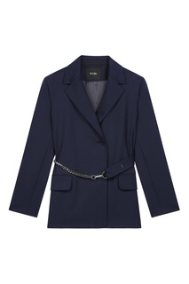 Темно-синий жакет с поясом в виде цепи Maje