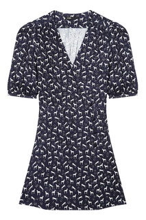 Синее платье на запах с принтом Maje