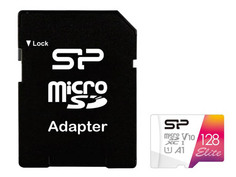 Карта памяти 128Gb - Silicon Power Elite A1 MicroSDXC Class 10 UHS-I U1 SP128GBSTXBV1V20SP с адаптером SD