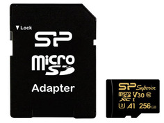 Карта памяти 256Gb - Silicon Power Superior Golden A1 MicroSDXC Class 10 UHS-I U3 A1 SP256GBSTXDV3V1GSP с адаптером SD