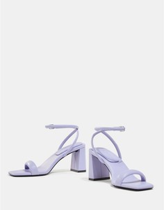 Сиреневые босоножки на каблуке с мягкими ремешками Bershka-Фиолетовый цвет