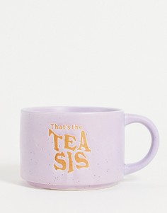 Сиреневая большая кружка с надписью "Thats The Tea Sis" Typo-Фиолетовый цвет