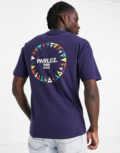 Темно-синяя футболка с принтом на спине Parlez Sabre-Темно-синий