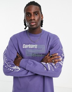 Фиолетовый лонгслив с принтом Carhartt WIP-Голубой