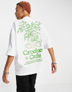 Белая футболка с принтом "Crooked Cafe" Crooked Tongues-Белый