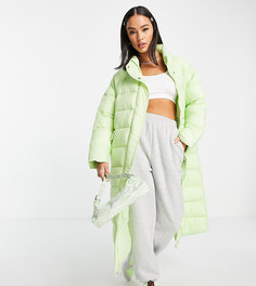 Длинное дутое oversized-пальто пастельного оттенка Native Youth-Зеленый цвет