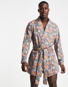 Тканевый халат с цветочным принтом от комплекта ASOS DESIGN-Разноцветный