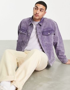 Фиолетовая джинсовая куртка в стиле oversized с эффектом кислотной стирки Topman-Фиолетовый цвет