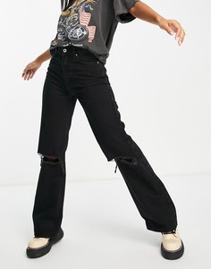 Черные прямые джинсы в стиле 90-х Bershka-Черный цвет