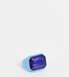 Эксклюзивное металлическое кольцо с покрытием и кристаллом Big Metal London Exclusive-Голубой