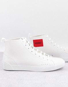 Белые кожаные высокие кроссовки HUGO Zero-Белый