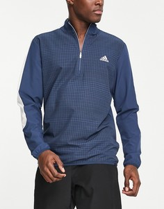 Темно-синяя куртка на молнии длиной 1/4 с принтом adidas Golf-Темно-синий
