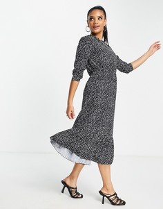 Черное платье миди с длинными рукавами I Saw It First-Черный цвет