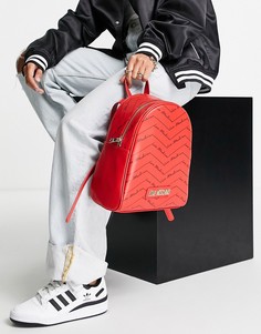 Красный рюкзак со сплошным принтом с логотипом Love Moschino