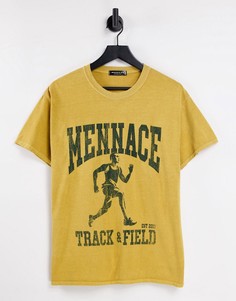 Желтая футболка с винтажным принтом "Track and Field" Mennace-Желтый