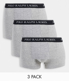 Набор из 3 серых боксеров-брифов с логотипом Polo Ralph Lauren-Серый