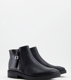 Черные ботинки челси для широкой стопы на молнии Simply Be Wide Fit-Черный цвет