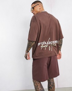 Шоколадно-коричневая футболка в стиле oversized с логотипом сзади ASOS Dark Future-Коричневый цвет
