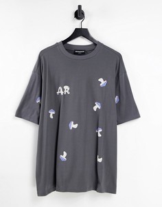 Серая футболка с грибами Another Reason-Серый