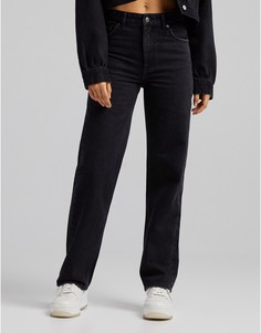 Черные джинсы в винтажном стиле с завышенной талией Bershka-Черный цвет