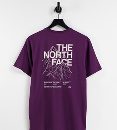 Бордовая футболка с контурным принтом The North Face Mountain – эксклюзивно для ASOS-Красный