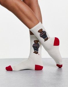 Белые носки с логотипом в виде медведя Polo Ralph Lauren-Белый