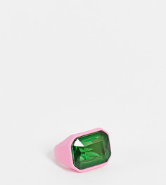 Эксклюзивное металлическое кольцо розового цвета с покрытием и кристаллом Big Metal London Exclusive-Розовый цвет