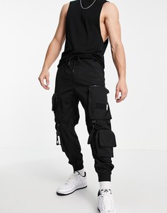 Черные брюки с карманами карго Bershka-Черный