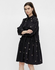 Черное платье мини с вышивкой подков Y.A.S-Черный цвет