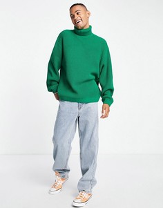 Зеленая oversized-водолазка в рубчик ASOS DESIGN-Зеленый цвет