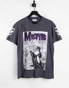 Черная футболка Bershka Misfits-Черный цвет