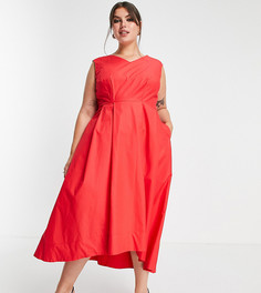 Красное платье мидакси с асимметричным краем Closet London Plus-Красный