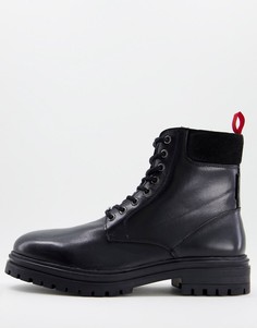 Черные кожаные ботинки на шнуровке и толстой подошве Kurt Geiger force-Черный цвет