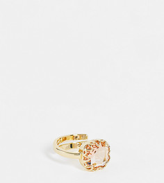 Эксклюзивное регулируемое кольцо с покрытием из 22-каратного золота и бледно-розовым кристаллом Big Metal London Exclusive-Розовый цвет