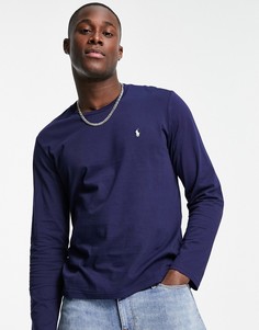 Темно-синий хлопковый топ с длинными рукавами Polo Ralph Lauren